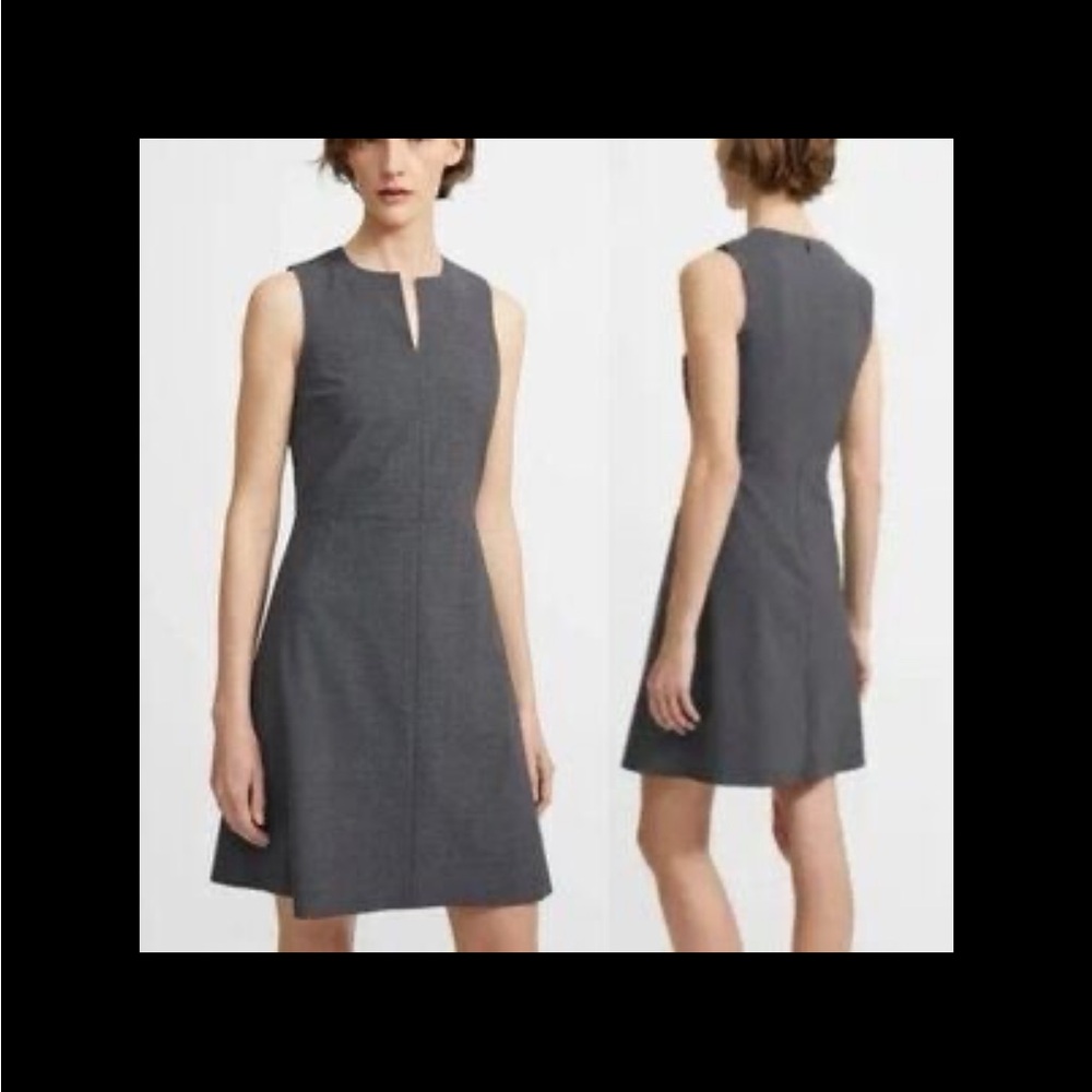 Theory Gray Sheath Suit Dress, size 0, stretch wool fabric